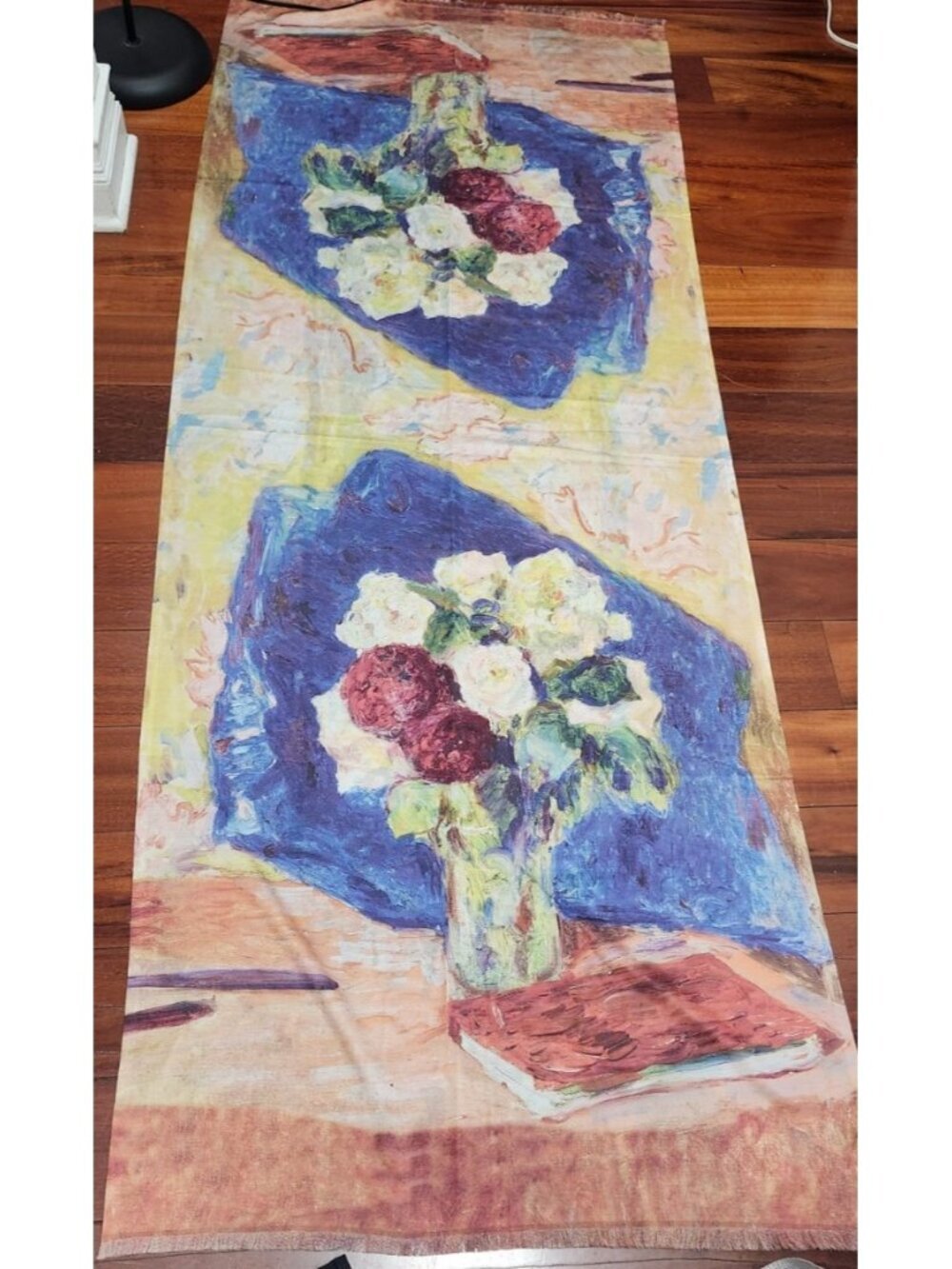 Regina Schrecker Free Time 100% Viscose Art Print Fringe Scarf Wrap Shawl Floral
